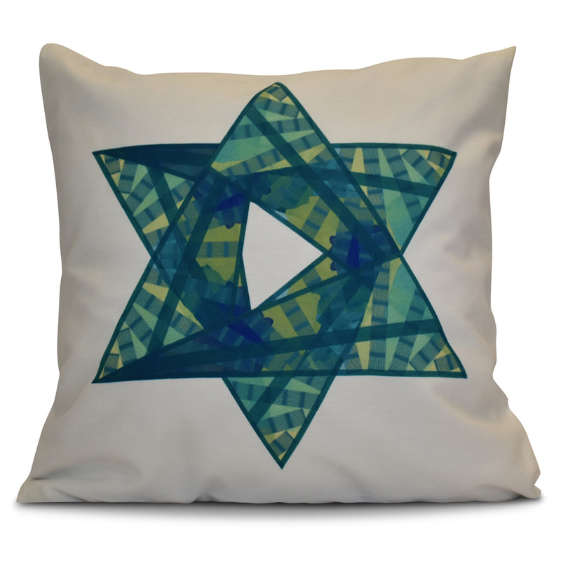 Hanukkah Reversible Throw Pillow, 16" x 16", Teal