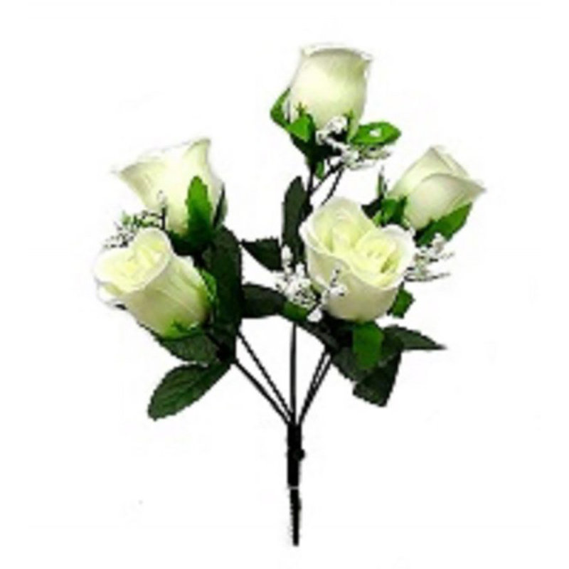 Douille de roses m. p, Blanc, H 15 po x l 15 po x P 3 po