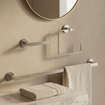 VIGO Arden 3-Piece Brushed Nickel Bathroom Hardware Set with 24-in Towel Bar, Toilet Paper Holder and Hand Towel Holder
