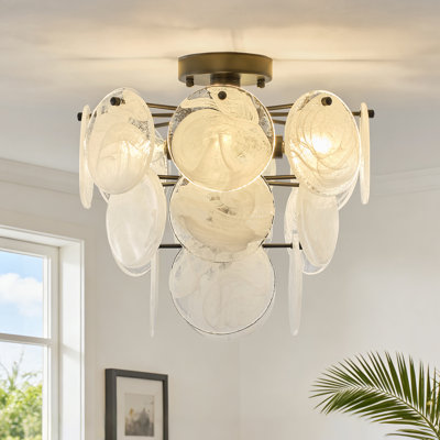 Aurthur 4-Light Handcrafted Textured Glass Tiered Flush Mount