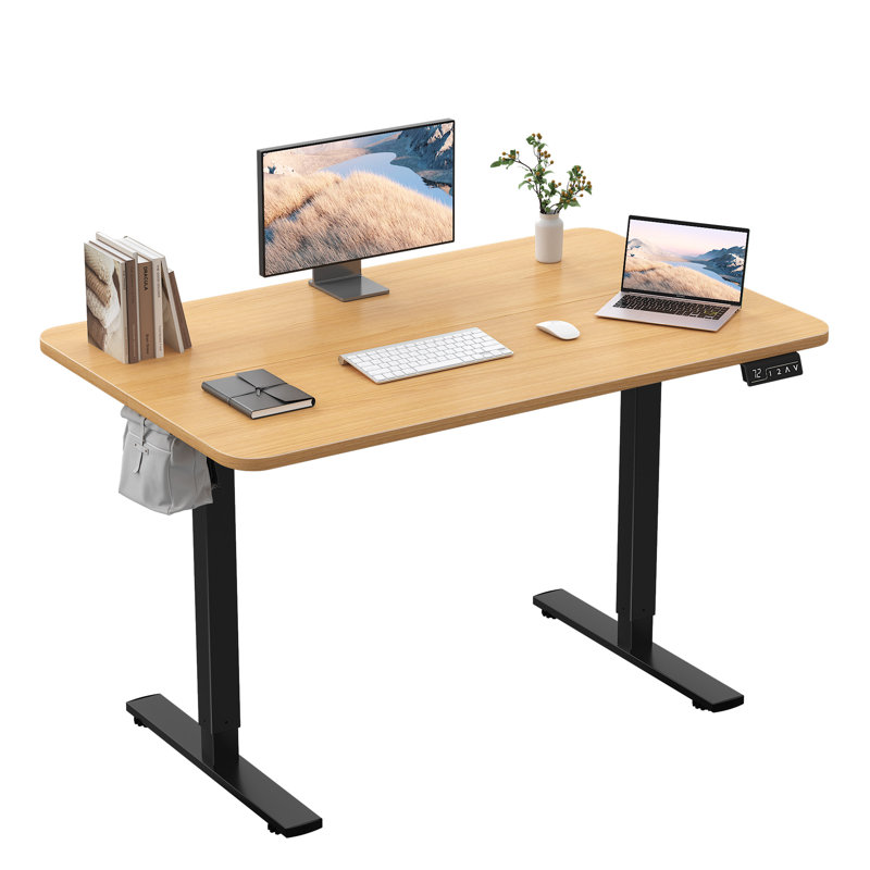 Putnam Height Adjustable Standing Desks, 48" H x 39.37" W x 23.62" D, Bamboo/Black