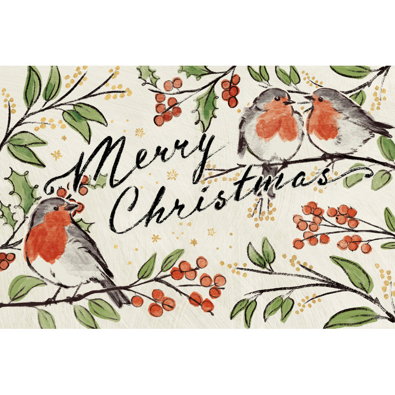 Inséparables de Noël I - impression, Non, H 8 po x l 12 po x P 1,25 po, Toile encadrée noire
