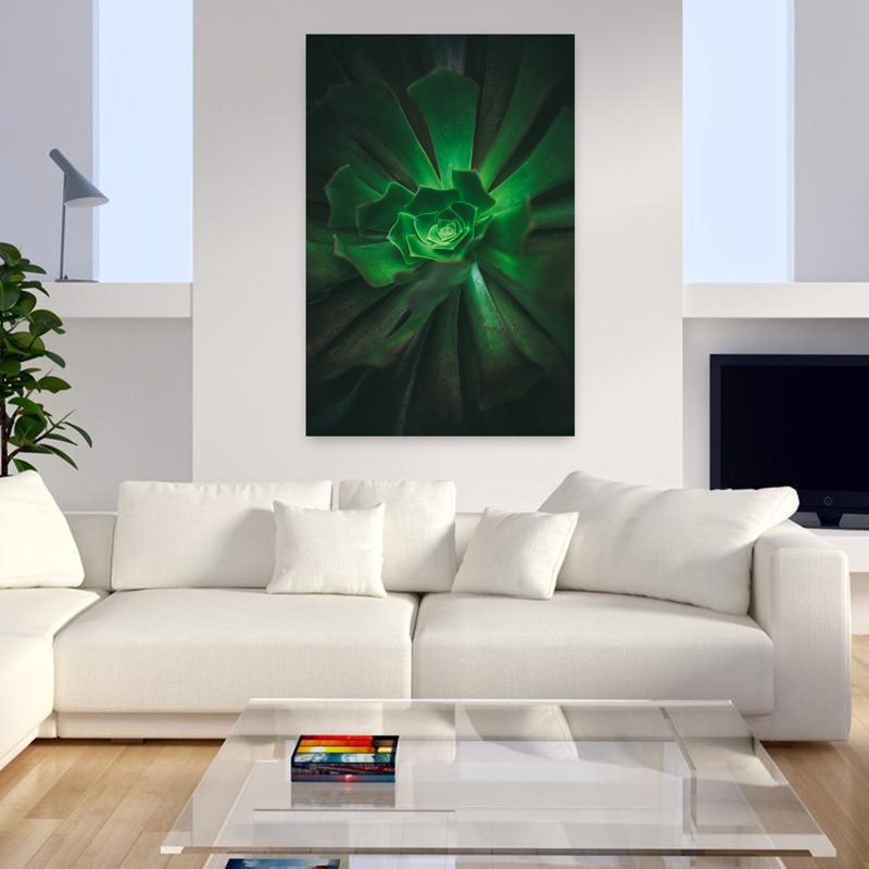 Art contemporain contemporain avec cactus, H 48 po x l 32 po