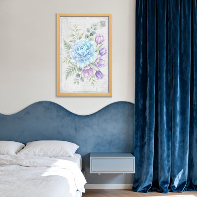 Bouquet de plantes et de fleurs avec fleurs bleues et mauves