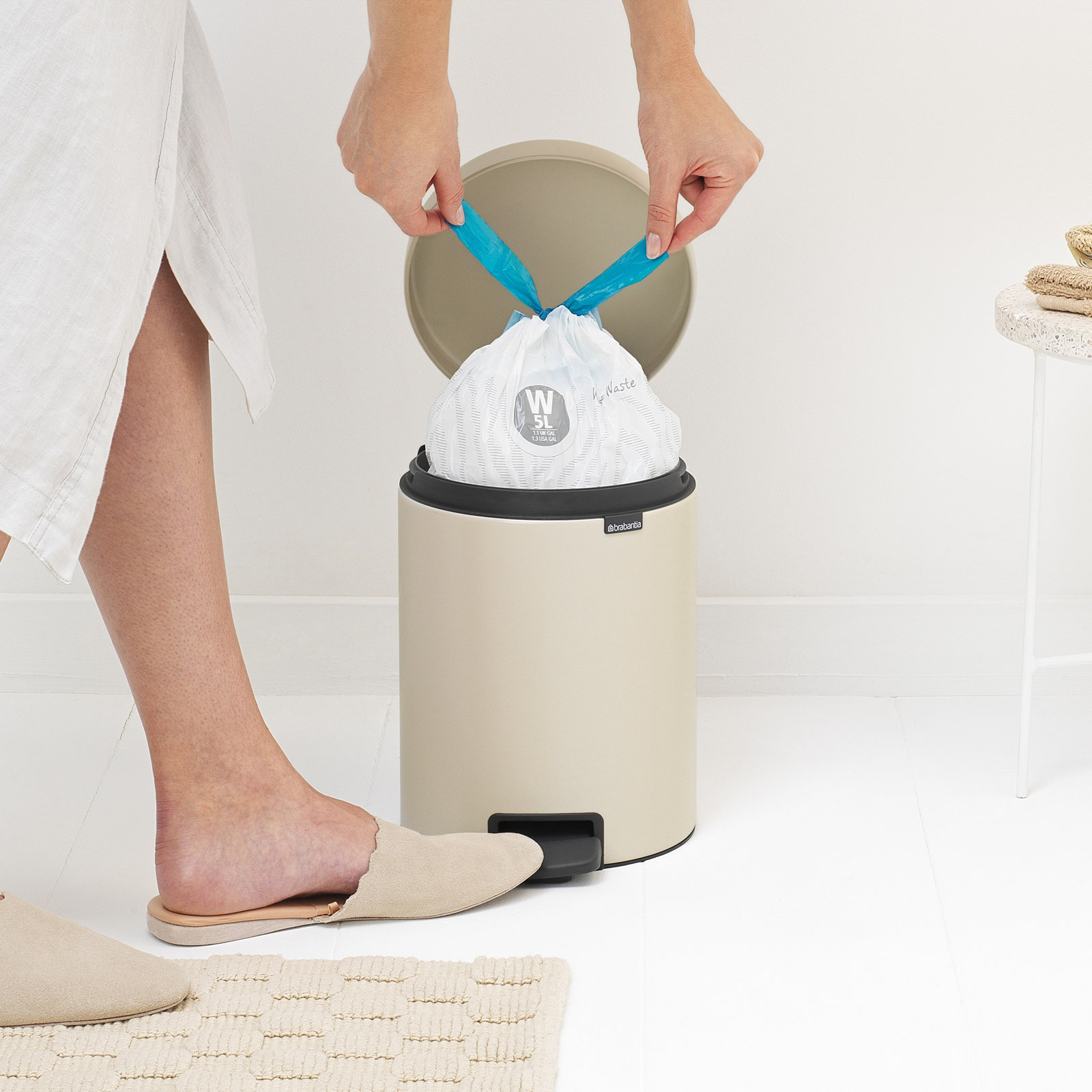 Brabantia Newicon 1.3gal Step-On Can, Soft Beige