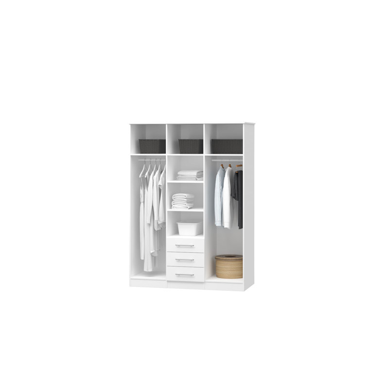 Dzianis 3 Door Manufactured Wood Wardrobe, White