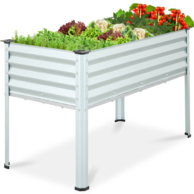 48X24x30in Elevated Galvanized Metal Garden Bed W/ Corner Protectors