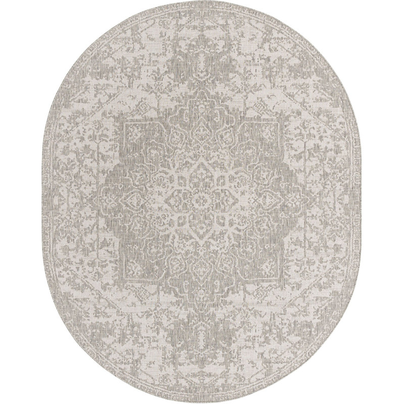 Outdoor Destiny Area Rug Stone Color, Oval 7'10" x 10'