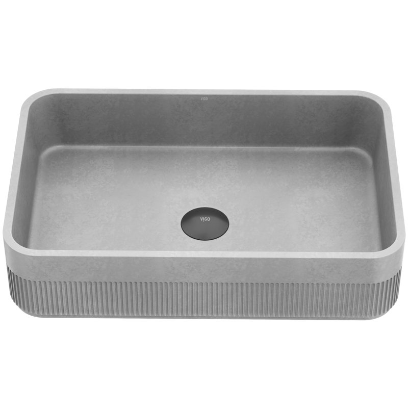 Lavabo vasque rectangulaire fait à la main gris L 21 po x l 14 po x H 5 po Cypress