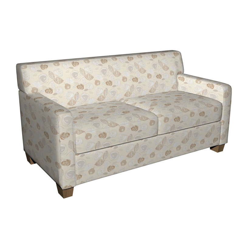 Tissu tweed feuilles et roses, Beige clair