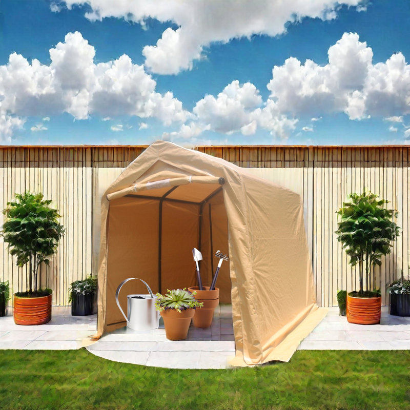 7X8 Ft Outdoor Storage Shelter For Bike - Waterproof, , Snow, With Big U Shape Ground Pegs And Wind Ropes Garage Motorcycle , 2 Rolling Doors