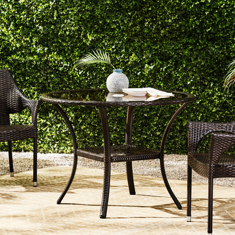 Libny Round Glass Outdoor Dining Table