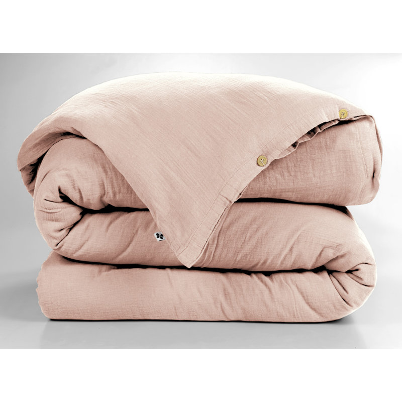 Knopp Cotton Solid Colour Duvet Cover, Pink, Super King Duvet Cover
