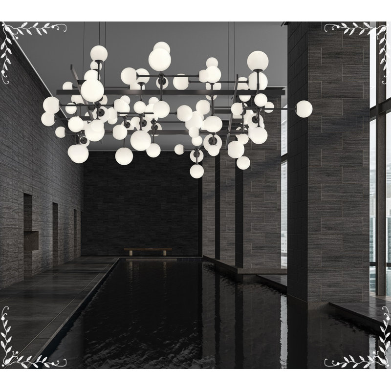 Lustre linéaire moderne à 31 lumières Nebula, Noir satiné
