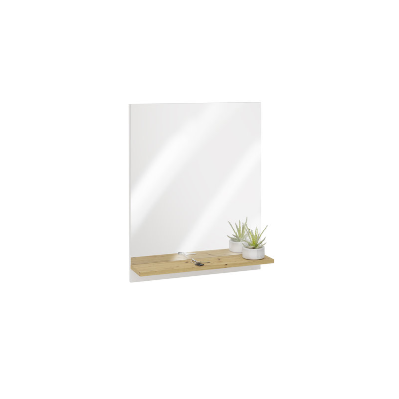 Kvaughn Flat Wall Mirror with Shelves