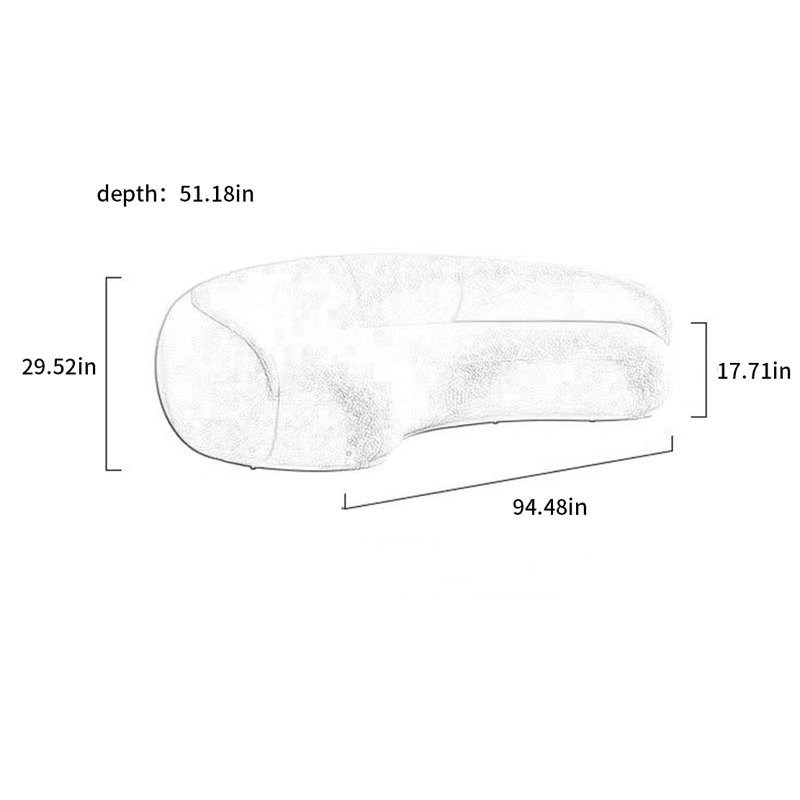 Nordic Light Luxury Ins Wind Curved Creative Sofa Upholstered Sofa, 29.52" H x 94.48" W x 51.18" D