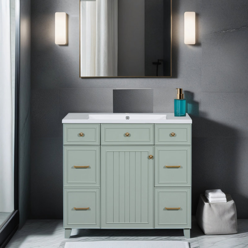 Meuble-lavabo simple avec plateau 36,02 Tornell, Vert