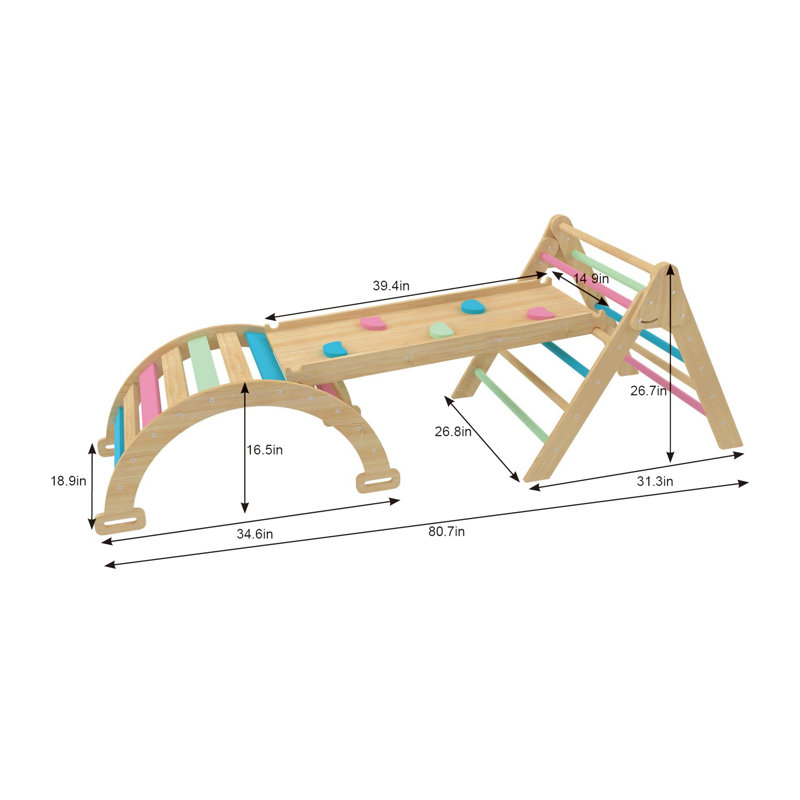 Avenlur 26.8'' W Wood Climber, Colored Bars