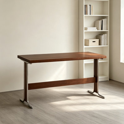 Bureau simple en bois de pin durable et acier inoxydable