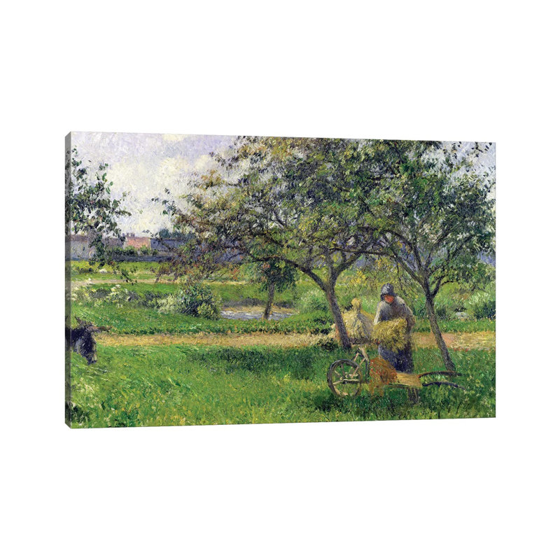 The Wheelbarrow, Orchard, C.1881 by Camille Pissarro - Wrapped Canvas Painting, 45.72cm H x 66.04cm W x 1.91cm D