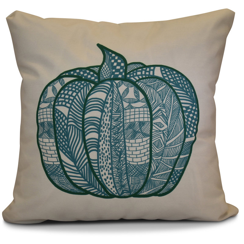 Flipping For Fall Reversible Throw Pillow, 16" H x 16" W x 2" D, Teal