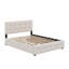 Grand lit plateforme tapissier avec tête de lit classique et tiroirs-403013679