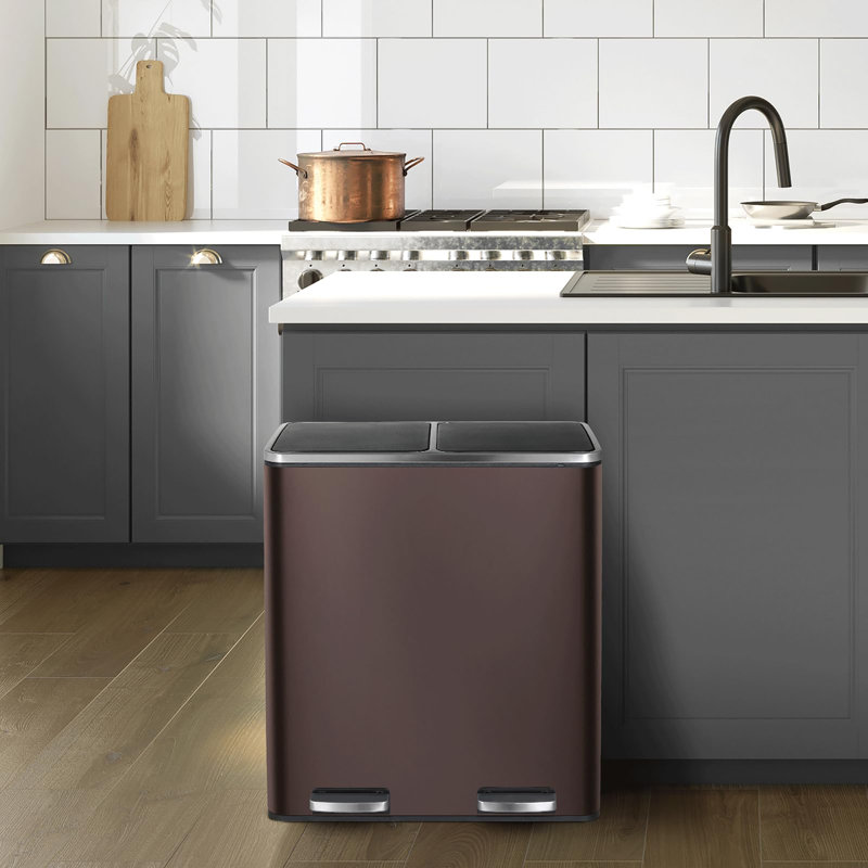 Step On Kitchen Trash Can - 60L, Brown