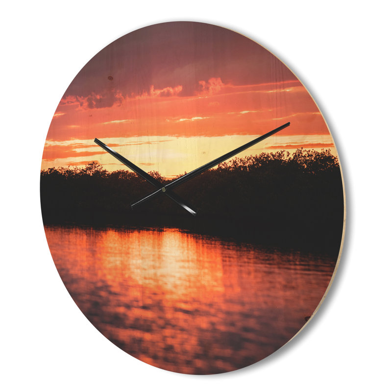 Horloge murale coucher de soleil sur un lagon tropical, Petit