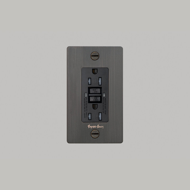 1G Duplex GFCI Outlet / With Logo, Bronze