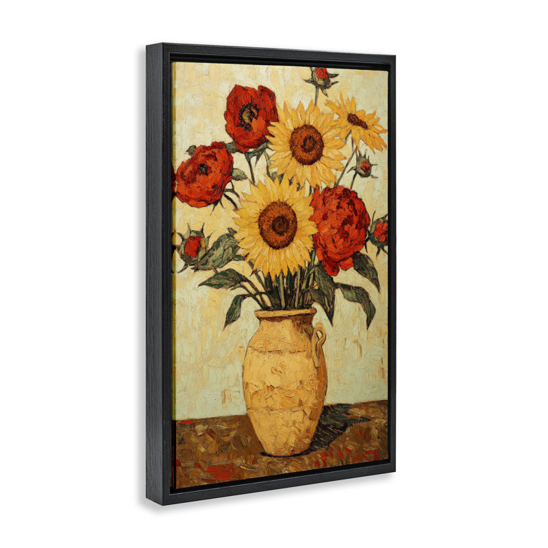 Cadre flottant Rustic Flower, par Petal Prints Design, Cadre flottant noir de jais, H 25 po x l 17 po