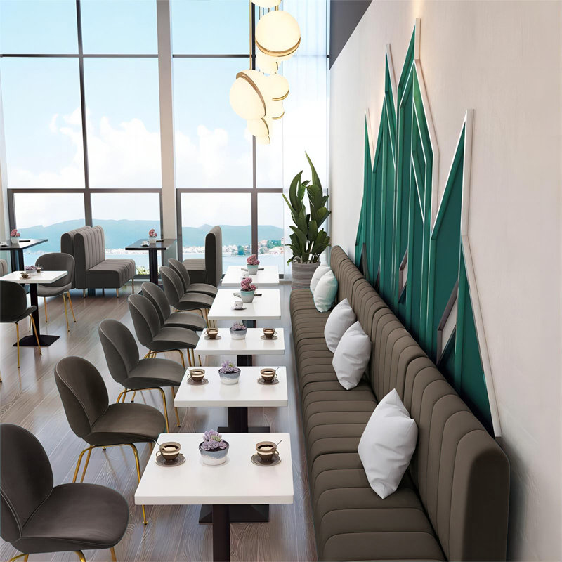 Banc rembourré en velours, Café