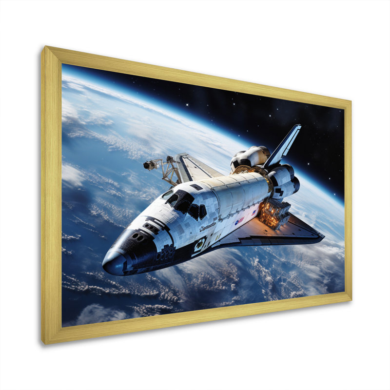 Navette Antares dans l'espace I sur toile, H 24 po x l 32 po x P 1 po, Cadre doré à une seule photo