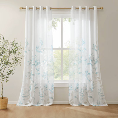 Cecily Floral Printed Burnout Sheer Grommet Single Curtain Panel