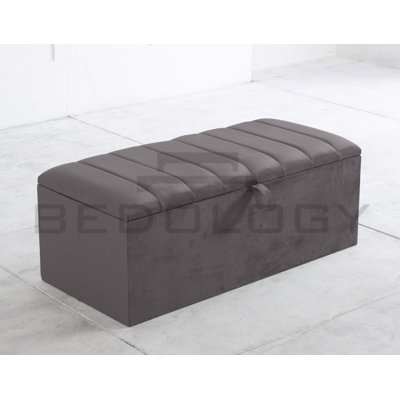 100cm Wide Velvet Rectangle Solid Colour Ottoman with Storage