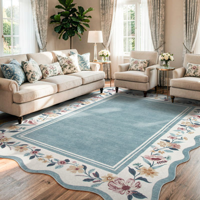  Tapis floral festonné à motif floral Boho