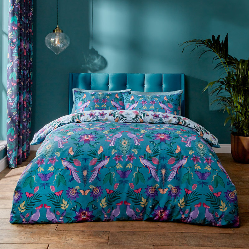 Mya Tropical Floral Reversible Duvet Cover Set, 200 x 200 cm