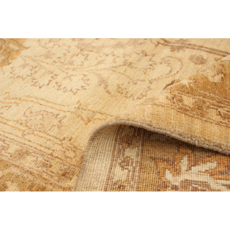Ivoire Tapis décoratif en laine de conception unique 4 pi 1 po x 5 pi 8 po Dhougan noué à la main