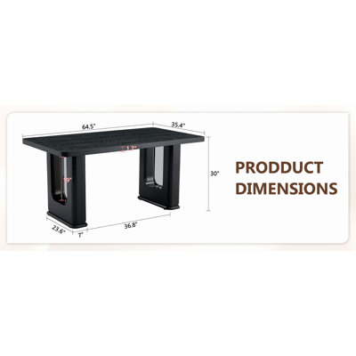 Élégante table de salle à manger de 64,5 po x 35,4 po en bois noir texturé, alliant parfaitement simplicité et transparence. Fabriquée en panneau de fibres à densité moyenne avec des autocollants en grain de bois noir, elle dégage un sens aigu de la mode.