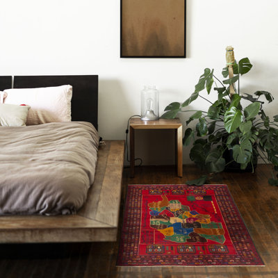 Teimani Red Rug 3'7" x 5'10"