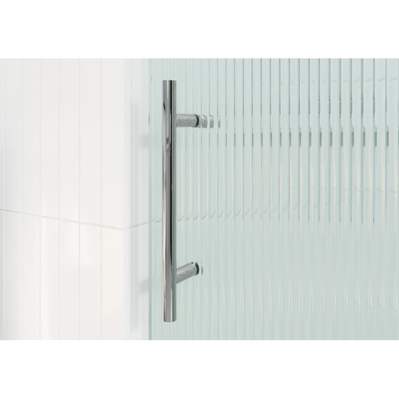 Galaxy 56 - 60 in. x 78 in. Fully Frameless Fluted Sliding Shower Door, Left Hand, Chrome