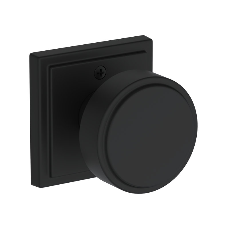 Vashon Full Dummy Knob with Stepped Square Rose in Lifetime (PVD) Satin Brass, Matte Black