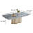 52'' Blue Marble Coffee Table, Large Rectangle Central Table with Stainless Steel Base