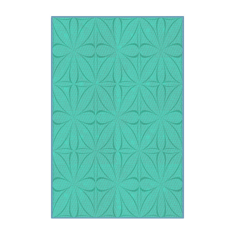 Tapis vert à motif floral Gungnir, Rectangle 5 pi x 7 pi