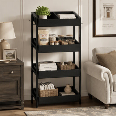Wood Fruit Vegetable Storage Rack Stand, 4-Tier Storage Organizer