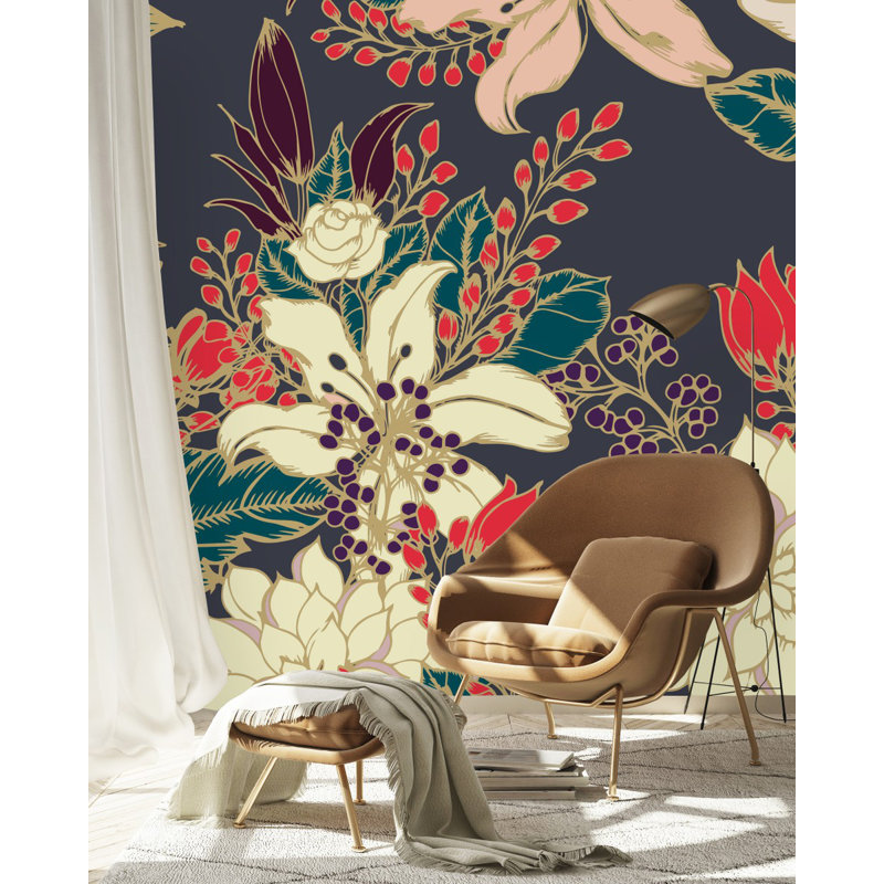 Peel & Stick Floral Wall Mural, 10.42' W x 10.42' L