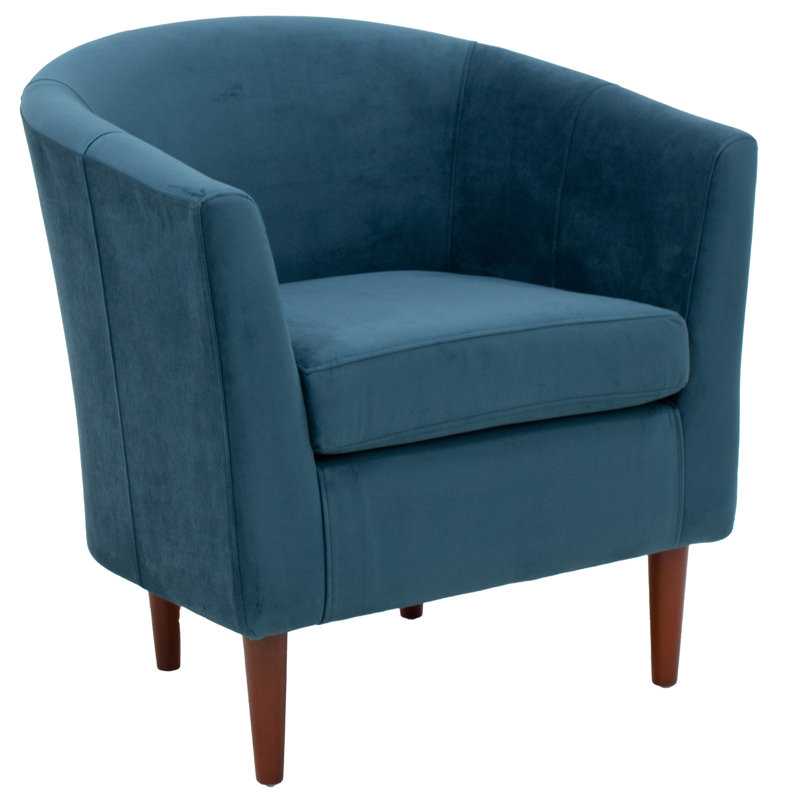 Fauteuil demi-tonneau l 31,5 po Kronos, Mélange de polyester lagon, Noyer
