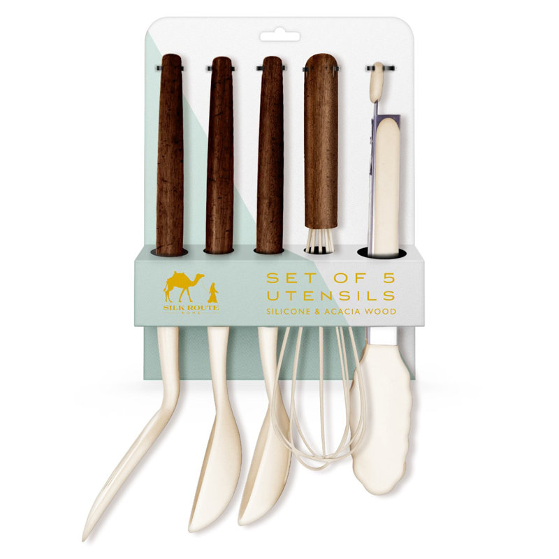 Silk Route Spice Company 5 Utensil Set, Cream