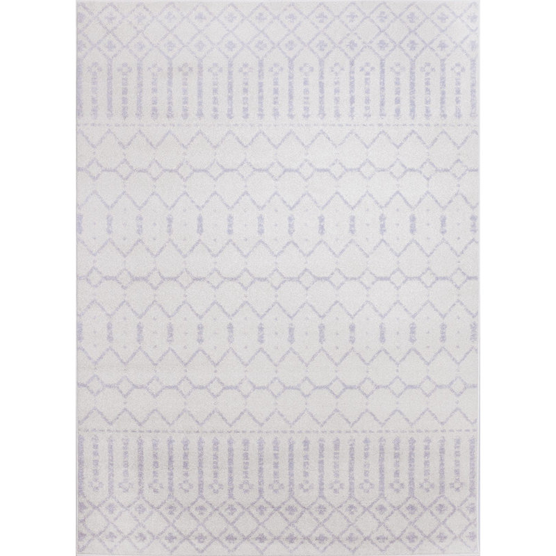 Tapis décoratif à motifs géométriques crème Mirabella, Rectangle de 2 pi x 3 pi