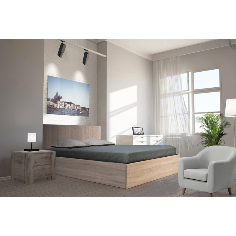 Catlin Ottoman Storage Bed, Natural brown, European Kingsize (160 x 200 cm)