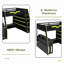 Lit mezzanine double en bois pleine grandeur avec bureau, tablettes multiples et lumière RVB, table réglable-1285624311